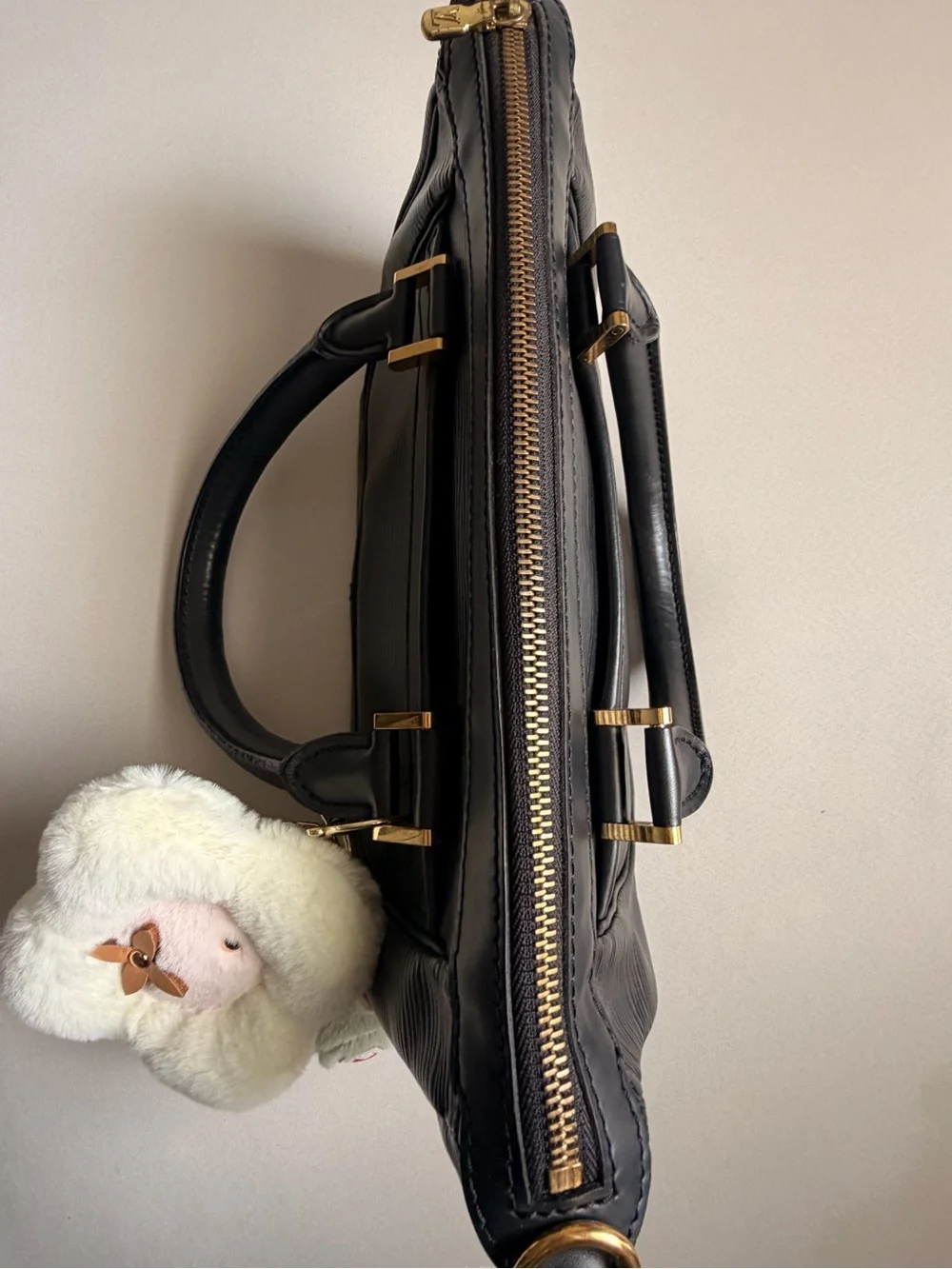 Louis Vuitton Black Epi Leather Satchel with Top Handles